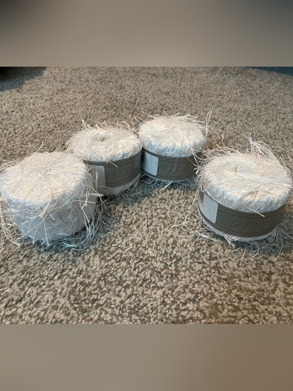 White Eyelash Novelty Yarn - 4 Skeins